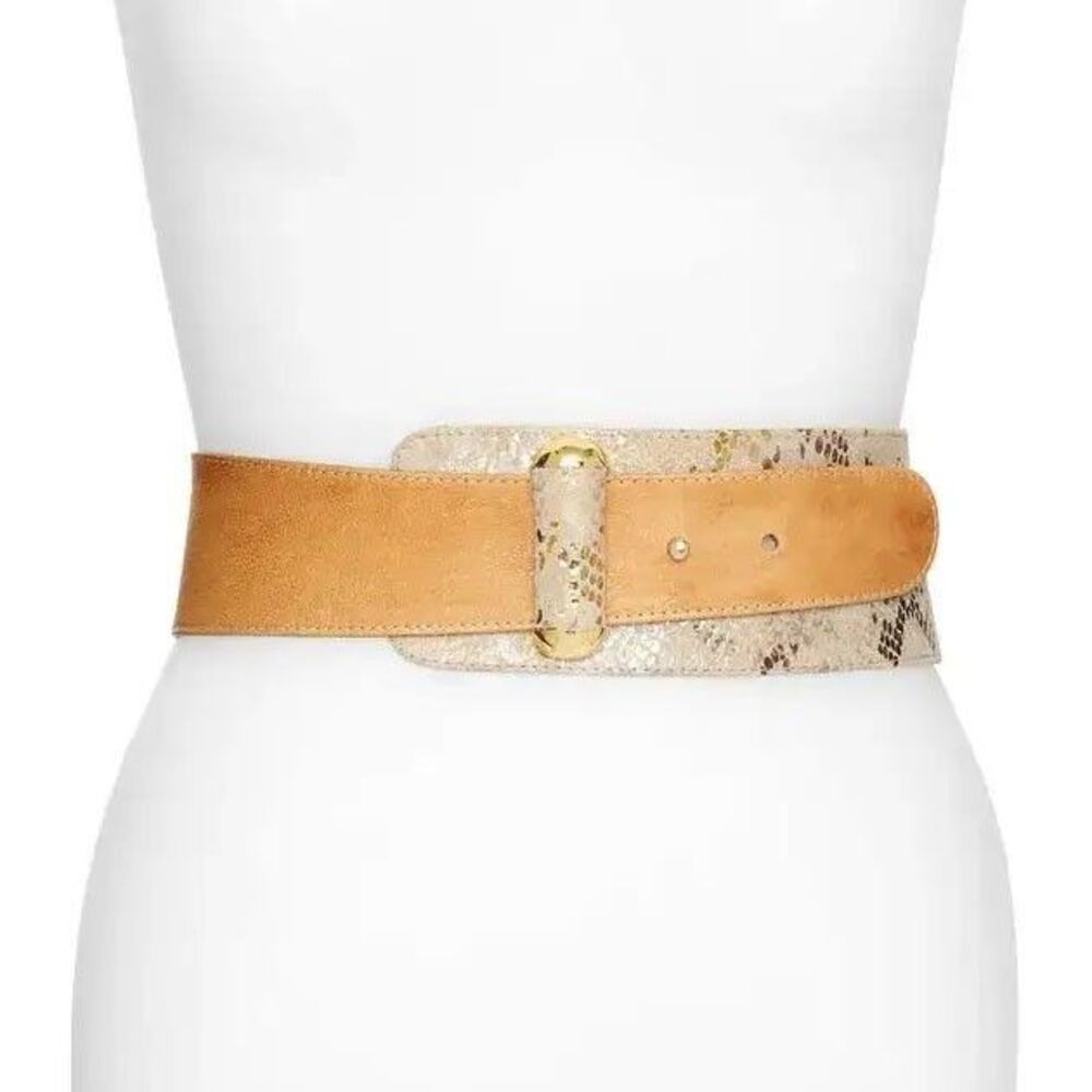 RAINA BELT vixen asymmetrical snake embossed leather belt $175